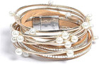 Leather Wrap Bracelets for Women - Pearl Bracelets Handmade Clasp Bangle Bracele
