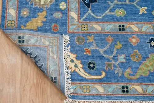 Oushak Hand Knotted Blue 4x6, 5x8, 6x9, 8x10, 9x12, 10x14, 12x15Wool Area Rug . - Picture 7 of 9
