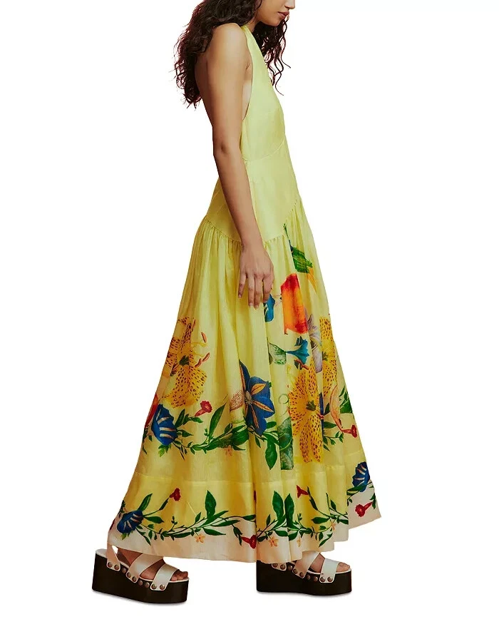 Maxi Vestido Halter Dalia Estampado Floral Multi Amarillo G1N con Etiquetas Alemais L94106 Foto 2 de 4