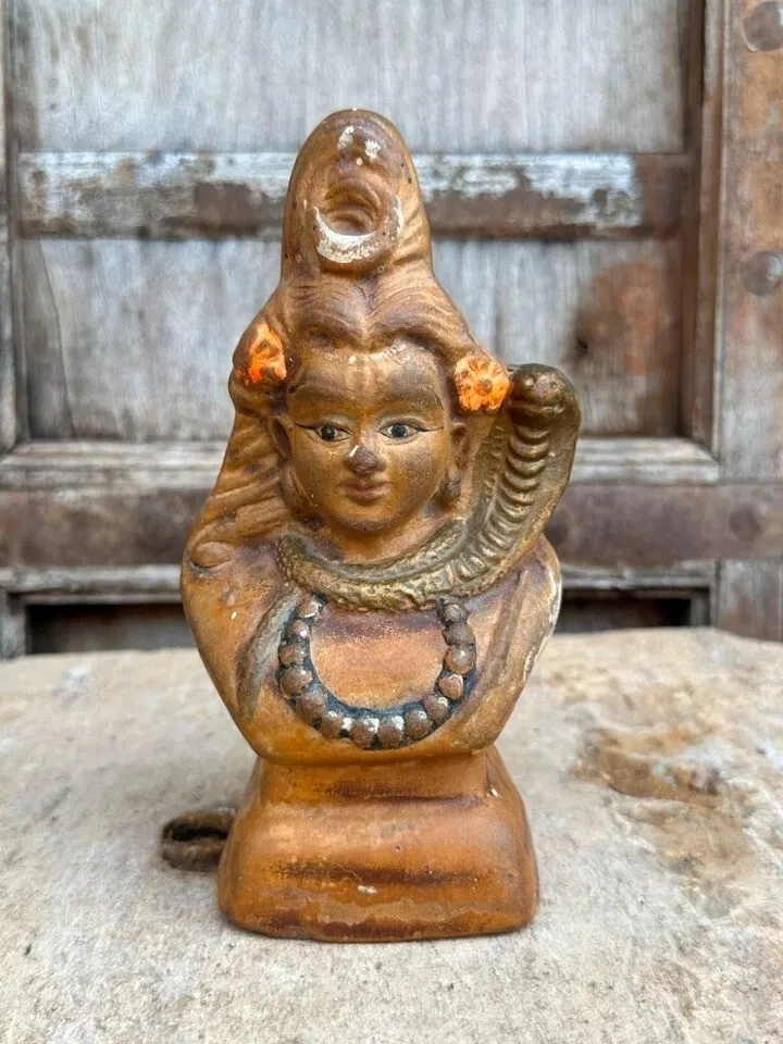 Старинный старый ручной резной индуистский бог Шива терракотовая фигурка статуэтка скульптура - Изображение 4 из 4