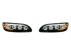 Pair Black Quad-LED Headlights With LED DRL & Sequential Signal For Peterbilt