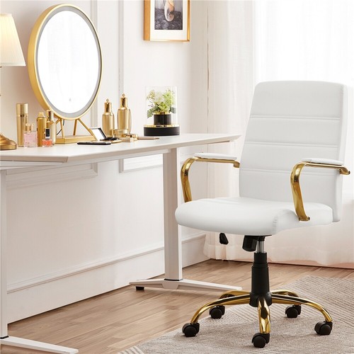 Home Office Desk Chair with Rocking Function Tilt Vanity Chair with Metal Base - Picture 6 of 17