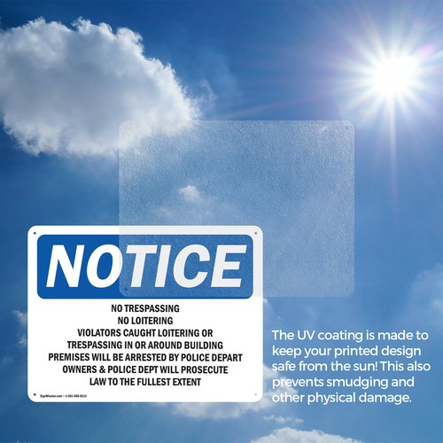 (2 Pack) No Trespassing No Loitering Violators Caught OSHA Notice Sign Decal - Bild 7 von 23