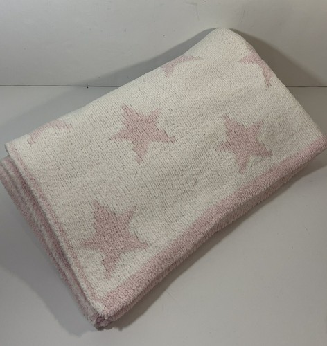Mud Pie Pink and White Star Print Chenille Baby Blanket - Picture 2 of 8
