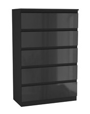 Gloss 5 Drawer Skagen High Wooden Bedroom Chest Cabinet No Handle Drawer Storage