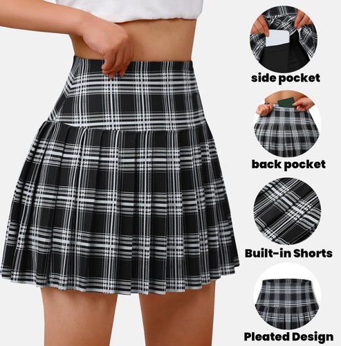 Girl's Quick Dry Pleated Tennis Skirts High Waisted Athletic Workout Running ... - Picture 4 of 7