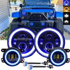 DOT 7" Round Led Headlights 4" Fog Lamps Driving Combo Fit for Jeep 2007-17 JK