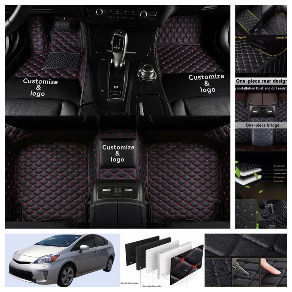 Fit For Toyota Prius 2004-2025 Car Floor Mats Leather Custom Foot Carpets Rugs Foto 3 de 4