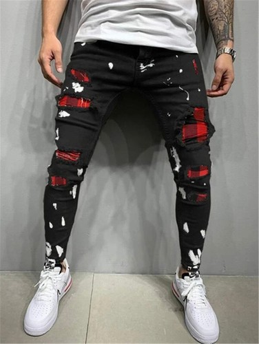 Mens Jeans Ripped Distressed Skinny Denim Pants Casual Stretch Slim Fit Trousers - Picture 6 of 14