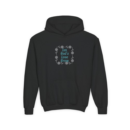 Let God's Love Grow Youth Heavy Blend Hooded Sweatshirt - Picture 4 of 31