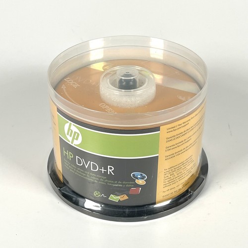 HP DVD+R 16x 4.7 gb 120 min 50 pk Video Photo Data Storage Cake Box