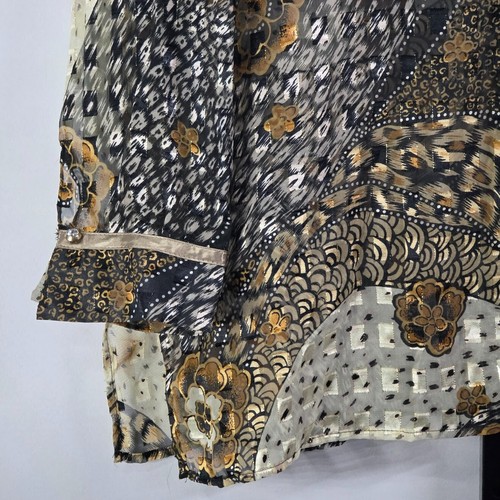 Blusa Metálica Transparente Vintage Años 80 XL Glamour Floral Leapord Arte Para Usar Maximalista - Imagen 2 de 6