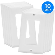 Unbreakable Decorator Outlet / Switch Wall Plate Cover White - 1 Gang (10 Pack)