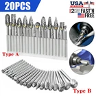 20PCS Tungsten Carbide Rotary Drill Bits 1/8" Shank Burr Die Grinder Carving Set
