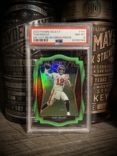Tom Brady PSA 8 NEAR MINT - MINT 2020 Panini Select Die-Cut Neon Green Prizm