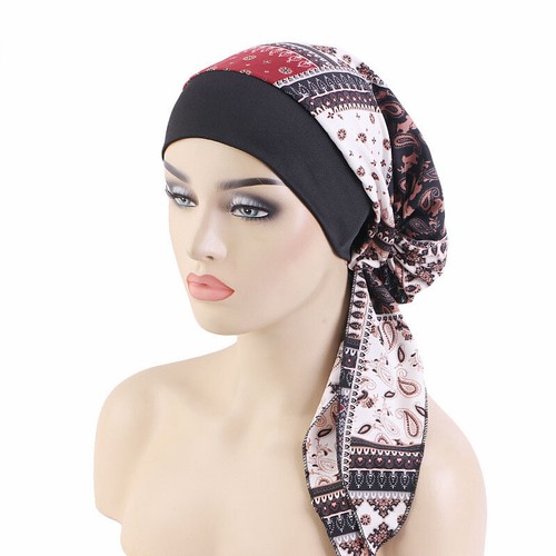 Gorro con estampado de hiyab preatado gorro turbante musulmán envoltura quimioterapia cáncer gorras - Imagen 10 de 54