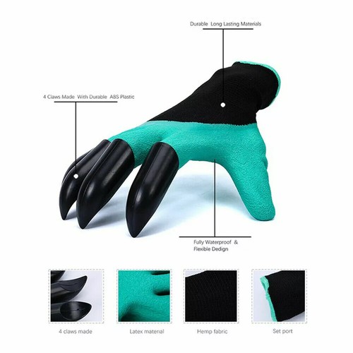 4 Claws Gardening Digging Genie Gloves Garden Planting Pruning Tools Lawn Care - Picture 3 of 14