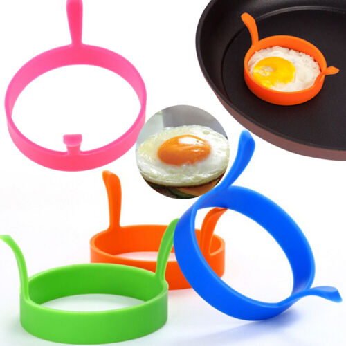4x SILICONE Circle EGG RINGS PANCAKES NON STICK Fried Poach Mould Cake Mold  - Picture 1 of 10