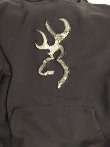 Browning Mens Camo Logo Black Long Sleeve Hooded Pullover Sweatshirt. Size L - Picture 3 of 5