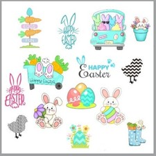 HAPPY EASTER BUNNY CHICK STICKER SET