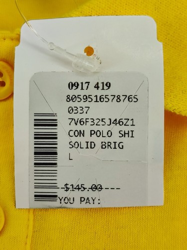 Armani Jean's Polo Men's Yellow Cotton Short Sleeve Shirt Size L - Picture 5 of 12