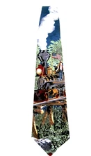 Men's Silk Neck Tie Van Heusen Americana Series Iron Horse 1870 Made in USA 55"