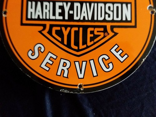 VINTAGE HARLEY-DAVIDSON MOTORCYCLES PARTS / SERVICE PORCELAIN ADVERTISING SIGN - Picture 2 of 8