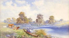 1962 Watercolour - Cows by the river