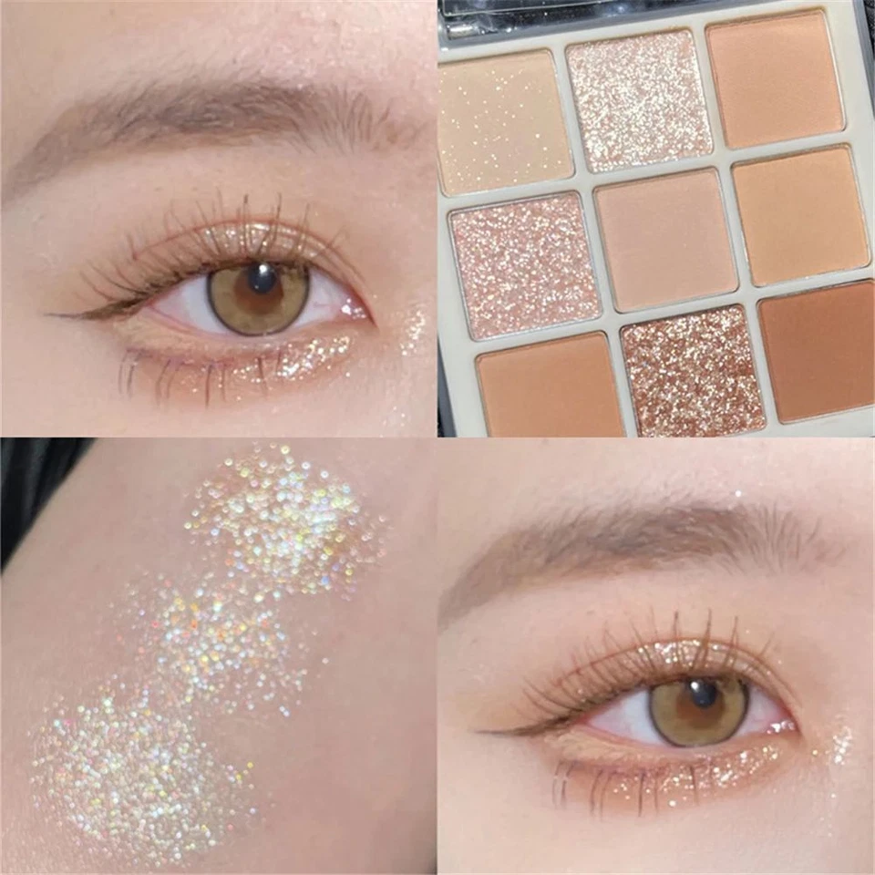 Matte Glitter Eyeshadows-9 Color Shimmer Nude Eye Pigments Eyeshadow Palette 1PC - Image 4 of 4