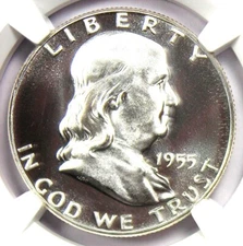 1955 PROOF Franklin Half Dollar 50C Coin - NGC PR69 Cameo (PF69) - $2,650 Value