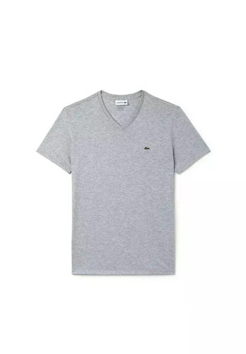 Mens LACOSTE Short Sleeve Gray V-Neck Tee T-Shirt Size 7/XL - Picture 7 of 8