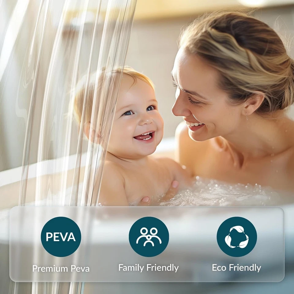 Revestimiento de cortina de ducha extra largo 72 X 84 plástico transparente PEVA Waterpro Foto 4 de 4