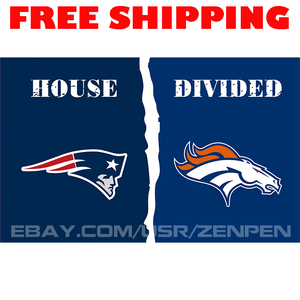 New England Patriots Vs Denver Broncos House Divided Flag Banner 3x5 Ft 2019 New Ebay