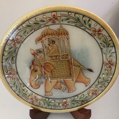 Piatto Elefante Decorativo Vintage 6 Pollici Splendido Multicolore Rifinito in Oro - Foto 3 di 7