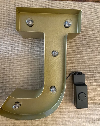 Threshold Light Up Letter J Wall Decor Marquee Metal Gold Toned 8” Tall - Picture 2 of 9