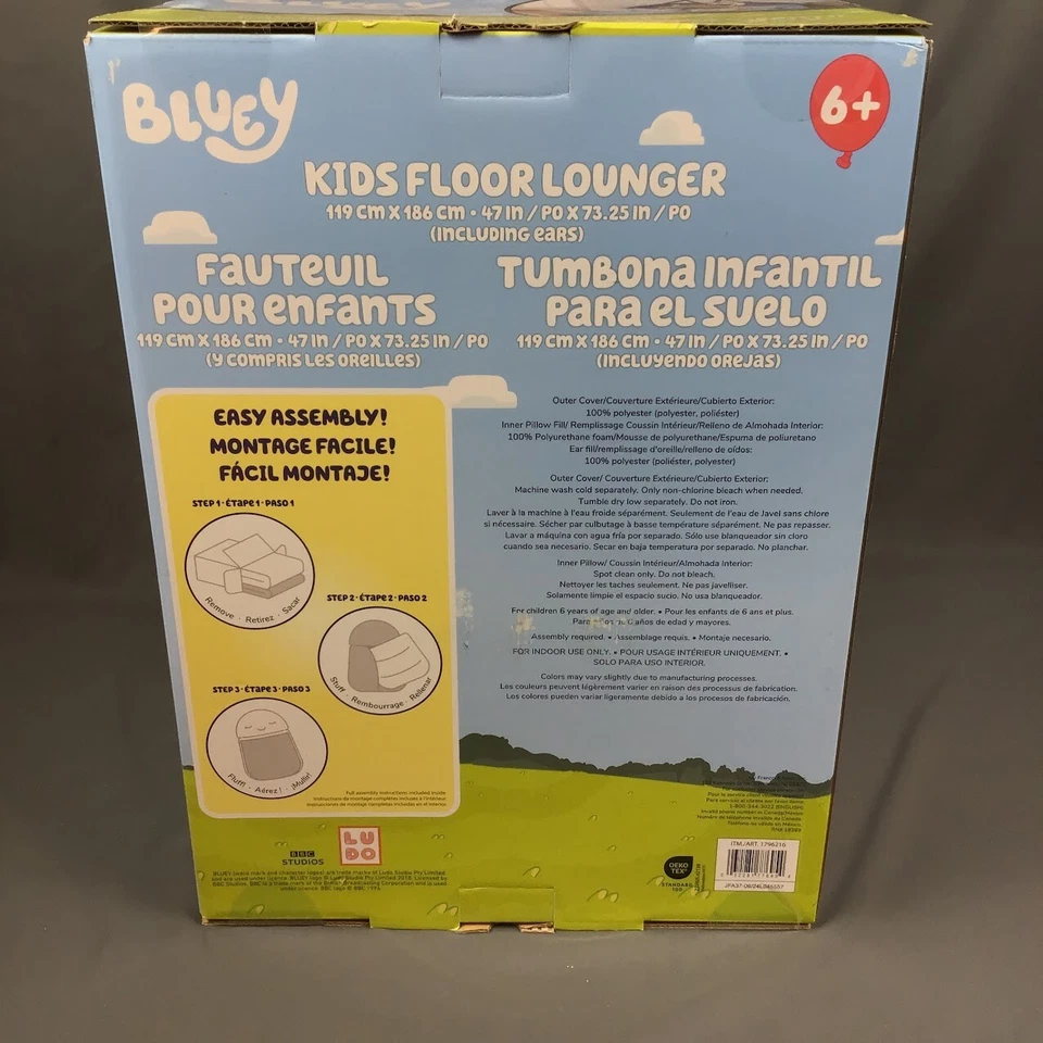 🦴 Tumbona de piso y alfombrilla para siestas Bluey Kids de gran tamaño - 47" x 69" - Almohada de espuma viscoelástica Foto 3 de 4