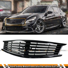 JDM Glossy Black Sport Style Front Grille For 2010-13 Infiniti G25 G37 Q40 Sedan