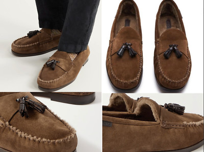 TOM FORD Berwick Shearling Tasselled Suede Loafers Schuhe Shoes Mokassin 42,5