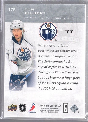 2007-08 The Cup Rookies Platinum #175 Tom Gilbert 02/25 - Picture 2 of 2