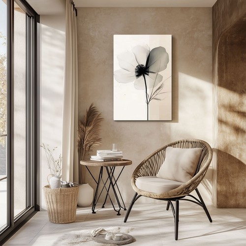 Impresión de pintura floral minimalista blanco y negro sobre lienzo enmarcado arte de pared moderno - Imagen 17 de 17