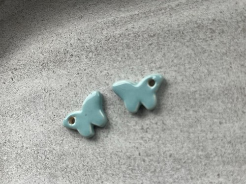 Turquoise Ceramic Butterfly Beads - Picture 3 of 3