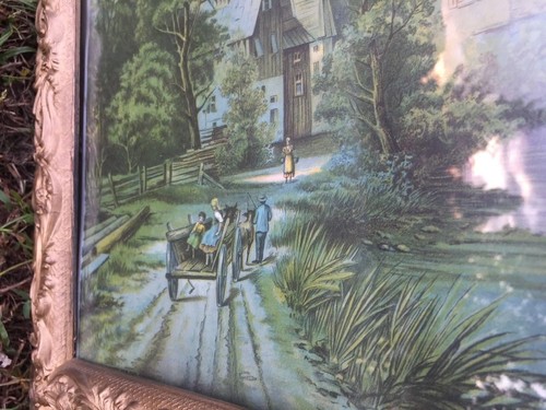 Hallen & Weiner New York Original Chromolithograph Print Amish Family Wagon ❤️j8 - Picture 10 of 12