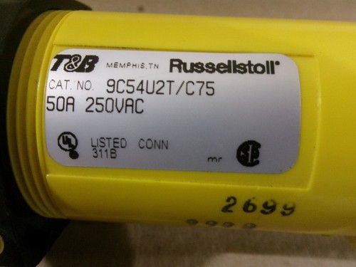 RUSSELLSTOLL 9C54U2T/C75 50 AMP 250 VOLT PIN AND SLEEVE AK - Picture 4 of 4