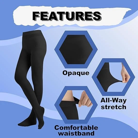 Medias negras/beige opacas de cintura alta, pantimedias lisas de 120 denier Foto 2 de 4