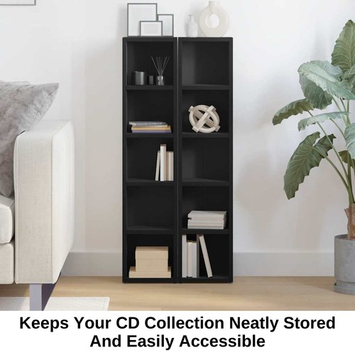 CD Cabinet 2 Pcs Tower Rack Storage DVD Media Open Shelf Display Organiser Slim - Picture 9 of 13
