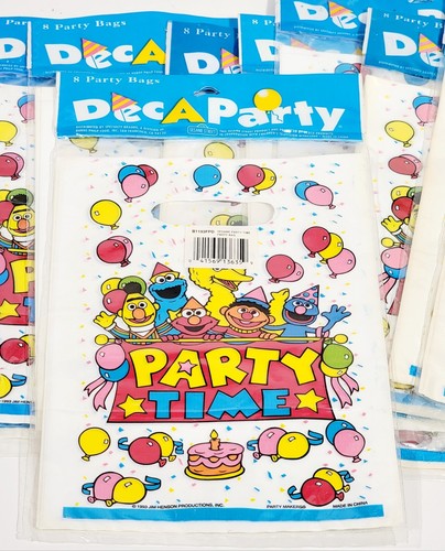 Set of 8 Vintage 1993 Sesame Street "Party Time" Deca Party Bags Big Bird Oty-10 - Picture 6 of 11