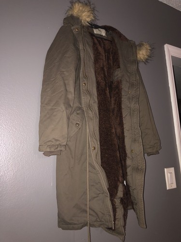 Abrigo de invierno con capucha para mujer Uoiuxc cálido forrado de lana Parka chaqueta larga OLIVA - Imagen 2 de 10