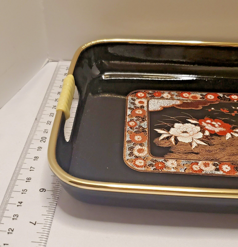 Vintage 70er Tablett Set 3 teilig Lackgeschirr asiatische Pfauen. Neuer offener Karton. - Bild 15 von 20