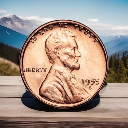 1955-S Gem Red Stempelglanz US Lincoln Wheat Cent Penny schneller Versand mit Sendungsverfolgung