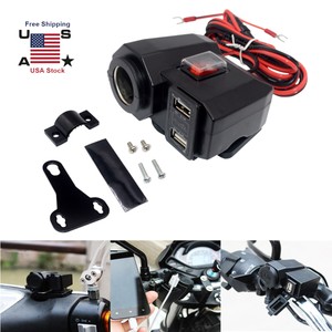 12V-Motorcycle-Dual-USB-Charger-Cigarette-Lighter-Waterproof-Power-Port-Socket